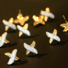 Load image into Gallery viewer, LUOWEND 18K White&amp;Yellow Gold Natural Diamond Earrings for Women
