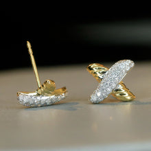 Load image into Gallery viewer, LUOWEND 18K White&amp;Yellow Gold Natural Diamond Earrings for Women
