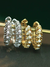 Load image into Gallery viewer, LUOWEND 18K White/Yellow Gold Fine Jewelry Real Natural Diamond Earrings for Women
