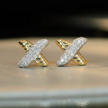 Load image into Gallery viewer, LUOWEND 18K White&amp;Yellow Gold Natural Diamond Earrings for Women
