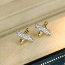 Load image into Gallery viewer, LUOWEND 18K White&amp;Yellow Gold Natural Diamond Earrings for Women
