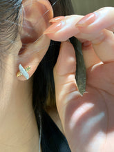 Load image into Gallery viewer, LUOWEND 18K White&amp;Yellow Gold Natural Diamond Earrings for Women

