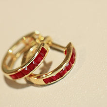 Load image into Gallery viewer, LUOWEND 18K Yellow Gold Fine Jewelry Natural Ruby Earrings for Women
