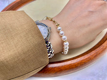 Load image into Gallery viewer, LUOWEND 18K Yellow Gold Natural Pink Akoya Pearl Bracelet for Women
