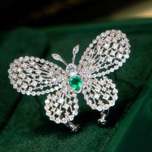 Load image into Gallery viewer, LUOWEND 18K White Gold Real Natural Emerald and Diamond Gemstone Necklace for Women
