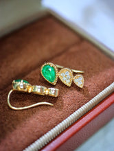 Load image into Gallery viewer, LUOWEND 18K Yellow Gold Natural Emerald Earrings for Women
