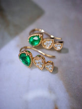 Load image into Gallery viewer, LUOWEND 18K Yellow Gold Natural Emerald Earrings for Women
