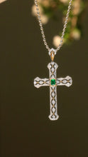 Load image into Gallery viewer, LUOWEND 18K White and Yellow Gold Real Natural Emerald Necklace for Women
