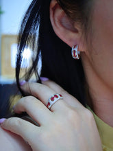 Load image into Gallery viewer, LUOWEND 18K White+Yellow Gold Natural Ruby Ring for Women
