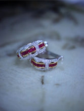 Load image into Gallery viewer, LUOWEND 18K White+Yellow Gold Natural Ruby Ring for Women
