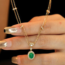 Load image into Gallery viewer, LUOWEND 18K Yellow Gold Natural Emerald Necklace for Women
