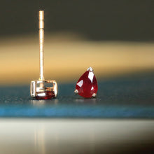 Load image into Gallery viewer, LUOWEND 18K Yellow Gold Real Natural Ruby Earrings for Women

