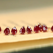 Load image into Gallery viewer, LUOWEND 18K Yellow Gold Real Natural Ruby Earrings for Women
