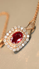 Load image into Gallery viewer, LUOWEND 18K Rose Gold Real Natural Ruby Necklace for Women
