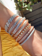 Load image into Gallery viewer, LUOWEND 18K White or Rose Gold Natural Diamond Bangle for Women
