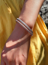 Load image into Gallery viewer, LUOWEND 18K White or Rose Gold Natural Diamond Bangle for Women
