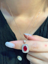 Load image into Gallery viewer, LUOWEND 18K Rose Gold Real Natural Ruby Necklace for Women
