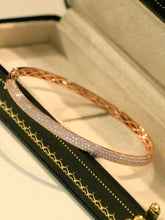 Load image into Gallery viewer, LUOWEND 18K White or Rose Gold Natural Diamond Bangle for Women
