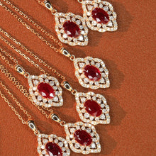 Load image into Gallery viewer, LUOWEND 18K Rose Gold Natural Ruby Necklace for Women
