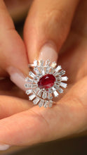 Load image into Gallery viewer, LUOWEND 18K White Gold Real Natural Ruby Ring for Women
