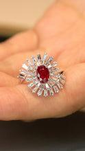 Load image into Gallery viewer, LUOWEND 18K White Gold Real Natural Ruby Ring for Women
