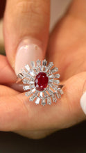 Load image into Gallery viewer, LUOWEND 18K White Gold Real Natural Ruby Ring for Women
