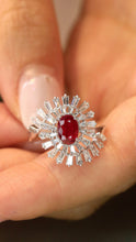 Load image into Gallery viewer, LUOWEND 18K White Gold Real Natural Ruby Ring for Women
