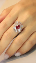 Load image into Gallery viewer, LUOWEND 18K White Gold Real Natural Ruby Ring for Women
