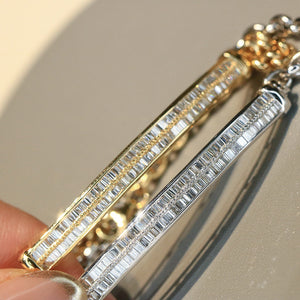 LUOWEND 18K White or Yellow Gold Natural Diamond Bracelet for  Women