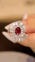 Load image into Gallery viewer, LUOWEND 18K White Gold Real Natural Ruby Ring for Women
