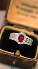Load image into Gallery viewer, LUOWEND 18K White Gold Real Natural Ruby and Diamond Gemstone Ring for Women
