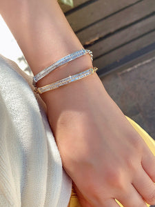 LUOWEND 18K White or Yellow Gold Natural Diamond Bracelet for  Women