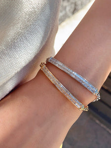 LUOWEND 18K White or Yellow Gold Natural Diamond Bracelet for  Women