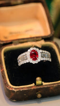Load image into Gallery viewer, LUOWEND 18K White Gold Real Natural Ruby and Diamond Gemstone Ring for Women
