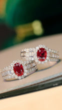 Load image into Gallery viewer, LUOWEND 18K White Gold Real Natural Ruby and Diamond Gemstone Ring for Women

