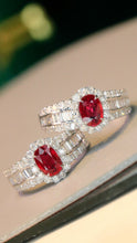Load image into Gallery viewer, LUOWEND 18K White Gold Real Natural Ruby and Diamond Gemstone Ring for Women
