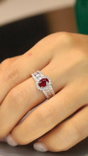 Load image into Gallery viewer, LUOWEND 18K White Gold Real Natural Ruby and Diamond Gemstone Ring for Women
