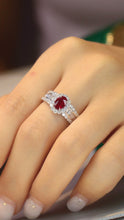 Load image into Gallery viewer, LUOWEND 18K White Gold Real Natural Ruby and Diamond Gemstone Ring for Women
