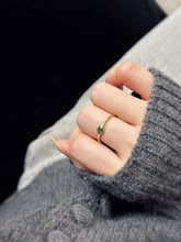 Load image into Gallery viewer, LUOWEND 18K Yellow Gold Natural Diamond/Emerald Ring for Women
