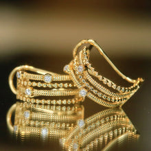 Load image into Gallery viewer, LUOWEND 18K Yellow Gold Real Natural Diamond Hoop Earrings for Women
