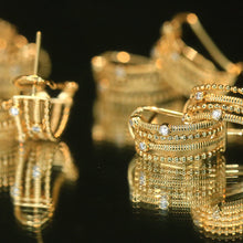 Load image into Gallery viewer, LUOWEND 18K Yellow Gold Real Natural Diamond Hoop Earrings for Women
