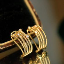 Load image into Gallery viewer, LUOWEND 18K Yellow Gold Real Natural Diamond Hoop Earrings for Women

