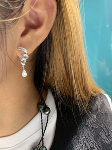 LUOWEND 18K White Gold Real Natural Diamond Drop Earrings for Women