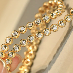 LUOWEND 18K Yellow Gold Natural Diamond Bracelet for Women