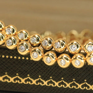 LUOWEND 18K Yellow Gold Natural Diamond Bracelet for Women
