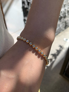 LUOWEND 18K Yellow Gold Natural Diamond Bracelet for Women