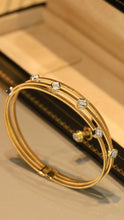 Load image into Gallery viewer, LUOWEND 18K Yellow Gold Real Natural Diamond Bangle for Women
