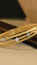 Load image into Gallery viewer, LUOWEND 18K Yellow Gold Real Natural Diamond Bangle for Women
