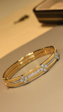 Load image into Gallery viewer, LUOWEND 18K White and Yellow Gold Real Natural Diamond Bangle for Women
