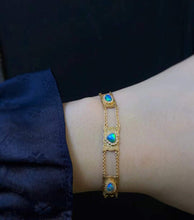 Load image into Gallery viewer, LUOWEND 18K Yellow Gold Natural Opal Bracelet for Women
